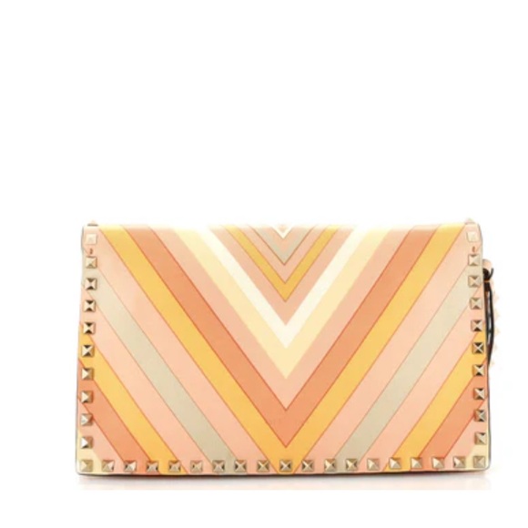 Valentino Garavani bag multicolor 1975 Rockstud Flap Clutch Striped Leather bag - Picture 2 of 2